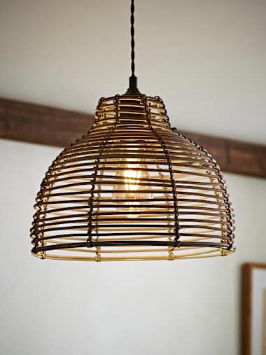Grey Lobster Pot Basket Weave Ceiling Lamp Shade