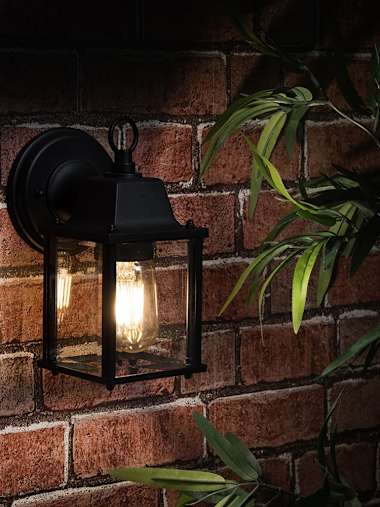 Allgreave Black And Glass Outdoor Wall Light
