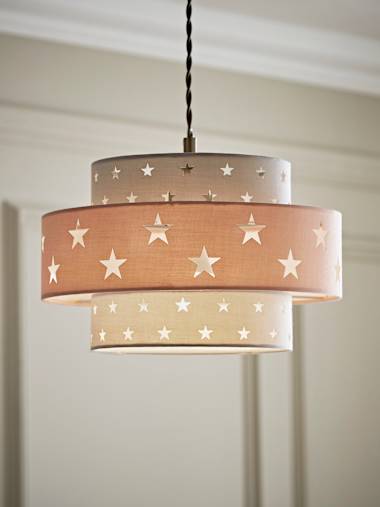 Weaver Blush Pink and Grey Star Cut Out Tiered Pendant Ceiling Shade