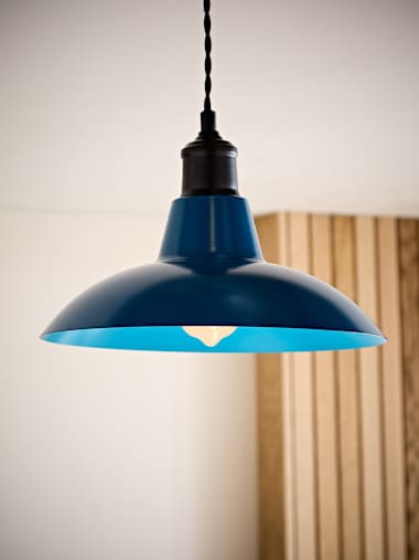 French Blue Metal Pendant Shade