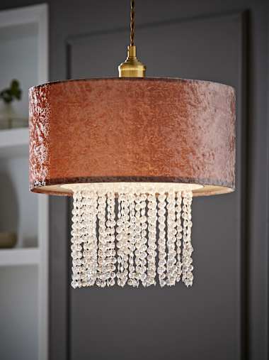 Blush Pink Velvet Pendant Shade