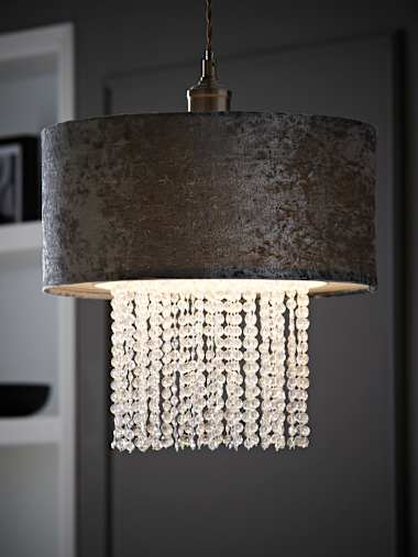 Boland Silver Grey Velvet Pendant Shade