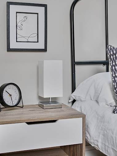 Chrome Touch Table Lamp with White Shade