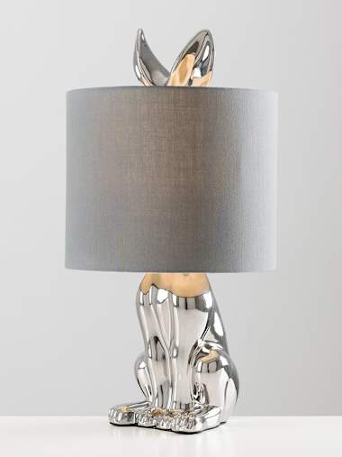 Chrome Table Lamp with Grey Shade