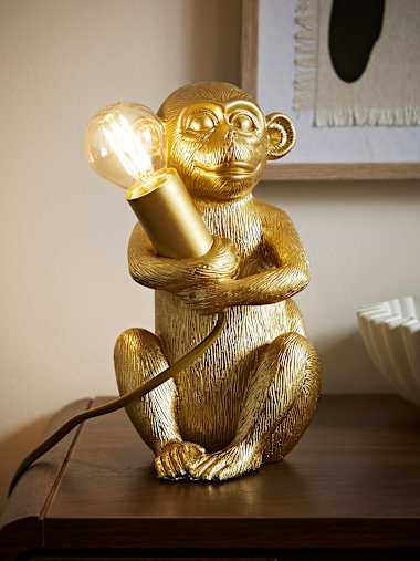 Metallic Gold Baby Monkey Table Lamp