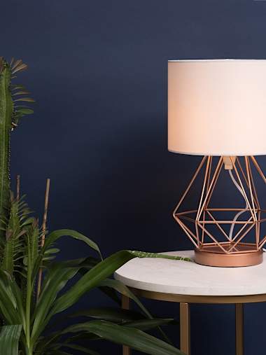 Copper Touch Table Lamp with White Shade