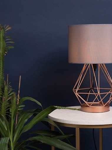 Copper Touch Table Lamp with Grey Shade