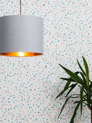 Reni Metallic Inner Small Warm Grey and Gold Inner Ceiling Drum Shade