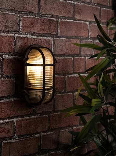 Bow IP64 Rust Effect Oval Bulkhead Wall Light