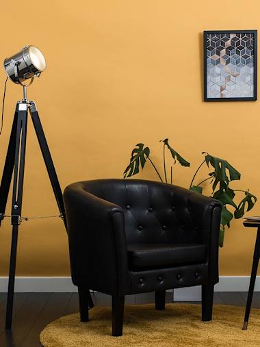 Matte Black and Chrome Tripod Floor Lamp