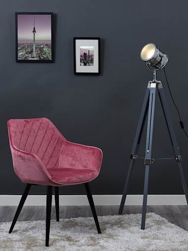 Starboard Cool Grey and Chrome Tripod Floor Lamp