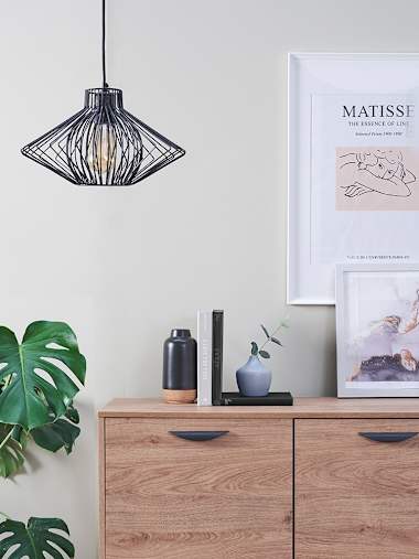 Sinat Black Wire Frame Pendant Shade