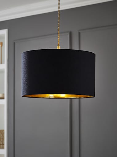 Reni Metallic Inner Large Black and Gold Inner Ceiling Drum Shade
