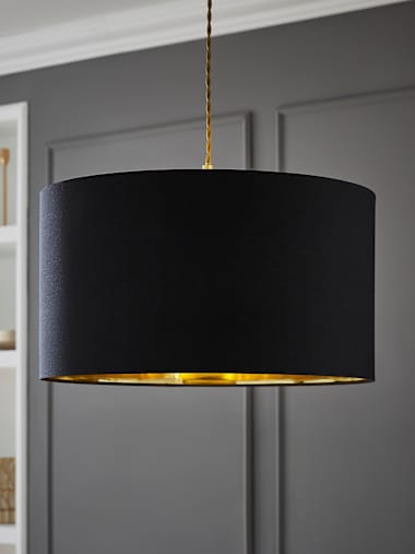 Large Black with Gold Metallic Inner Drum Shade