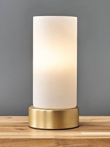 Matte Gold Touch Table Lamp with Glass Shade