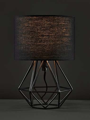 Mini Angus Black Geometric Table Lamp with Black Shade