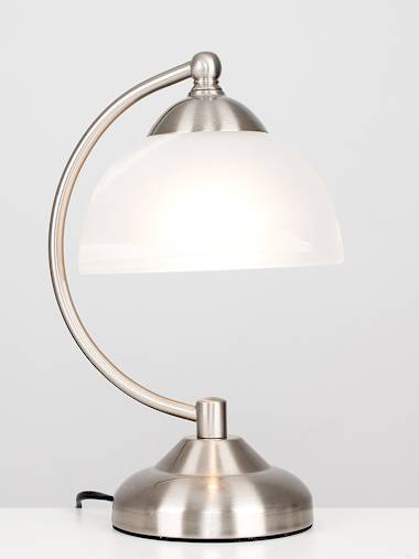 Stamford Brushed Chrome Table Lamp with Glass Shade