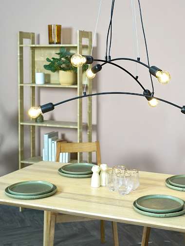 Sandie Matte Black 6 Way Pendant Ceiling Light