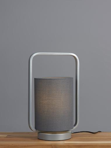 Silver Table Lamp with Grey Shade
