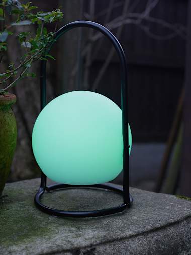 Corte IP44 RGB LED Rechargeable Table Light with White Globe Shade