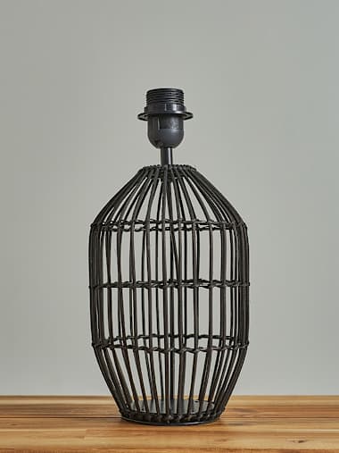 Small Matte Black Rattan Table Lamp