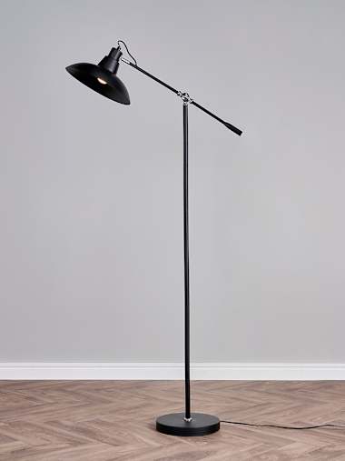 Matte Black and Chrome Adjustable Floor Lamp