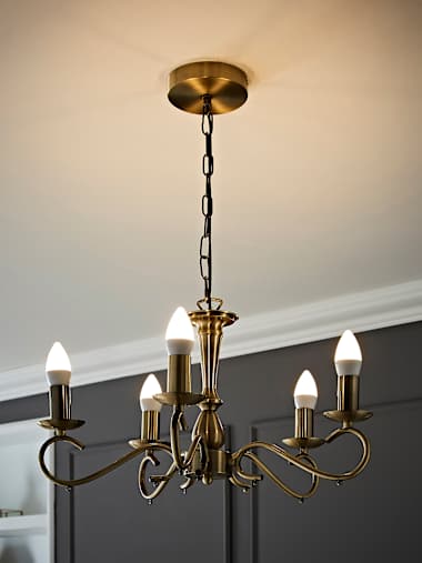 Argyll Antique Brass 5-Way Chandelier