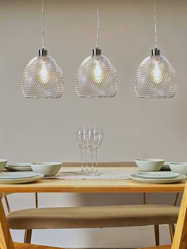 Novo 3-Way Over Table Pendant Ceiling Light in Brushed Chrome