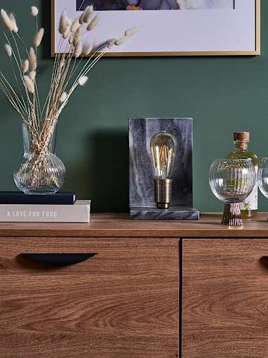 Idris Grey Marble and Brass Book End Style Table Lamp