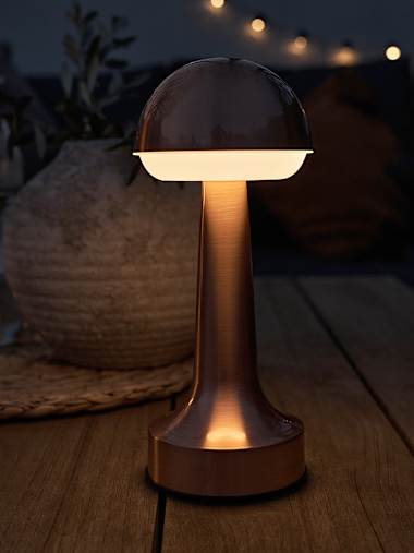 Troy Outdoor Rechargeable Copper Touch Table Lamp