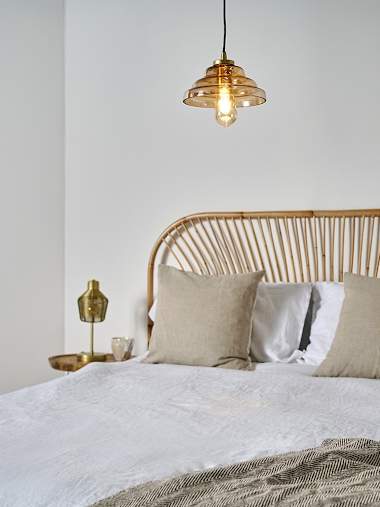 Aurelian Antique Brass Pendant Ceiling Light with Rippled Amber Glass Shade