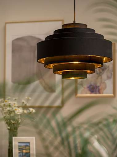 Sette 7 Layer Black Easy Fit Pendant Shade with Gold Inner