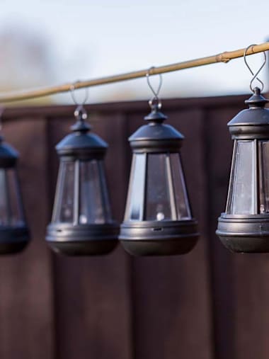 Pack of 4 IP44 Black Lanterns