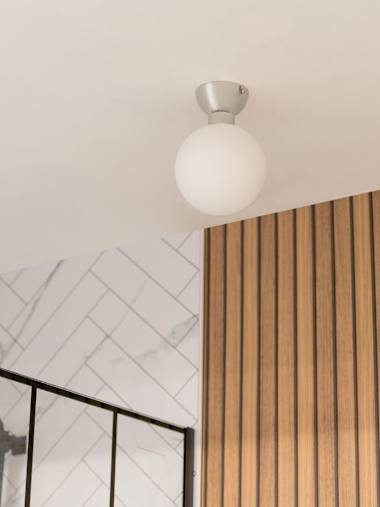 Orbital IP44 Chrome Bathroom Ceiling Light with Glass Opal Shade