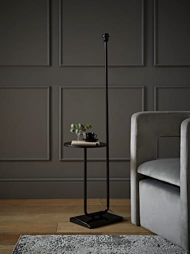 Tavel Matte Black Metal Floor Lamp with Table