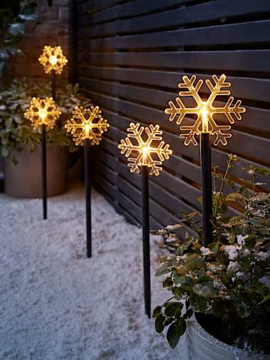 IP44 Battery Operated Snowflake Spike Lights