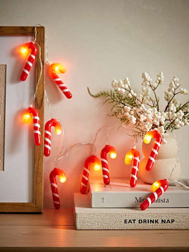 Battery Operated Candy Cane LED String Lights