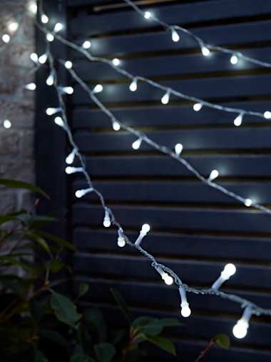 IP44 Cool White LED Black Cable String Lights