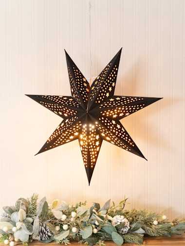 45cm Black Velvet Finish Pin Up and Plug-in Star