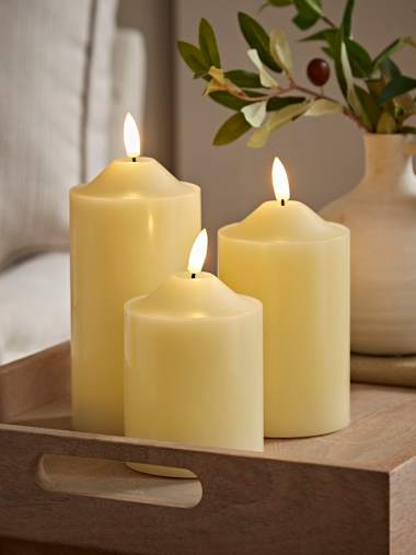 Set of Three LED Flickering Candles with Remote Control