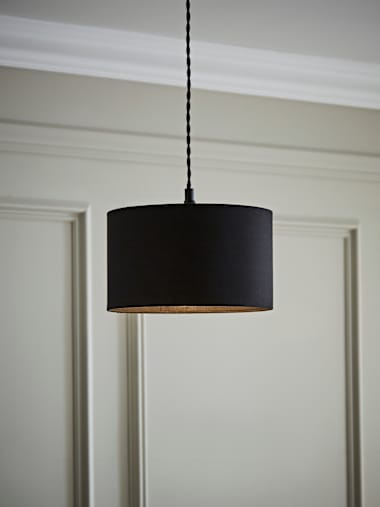 Small Black Fabric Drum Shade