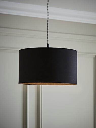 Reni Medium Black Fabric Drum Shade