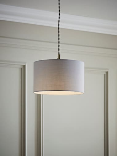 Small Grey Fabric Drum Shade