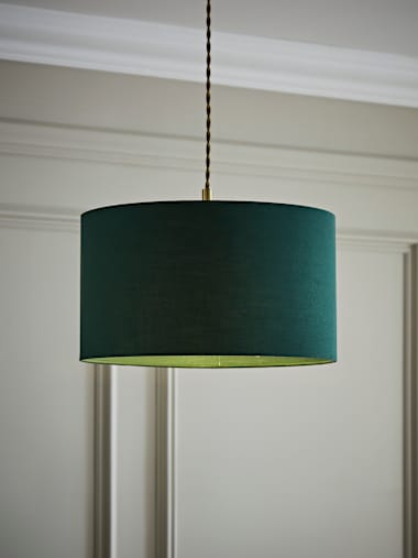 Medium Forest Green Fabric Drum Shade