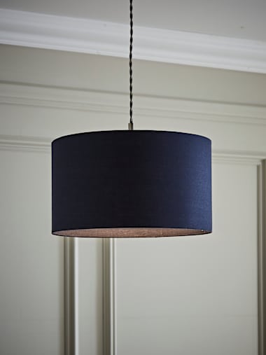 Medium Navy Fabric Drum Shade