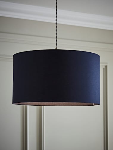 Large Navy Fabric Drum Shade