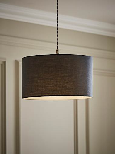 Medium Charcoal Fabric Drum Shade