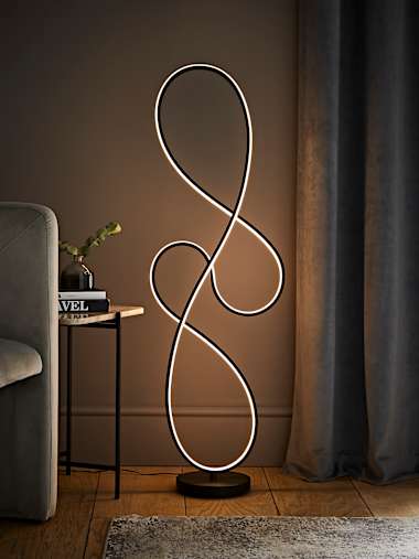 Infinity Swirl Matte Black Swirl Floor Lamp