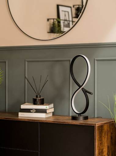 Infinity Swirl Matte Black Swirl Touch Table Lamp