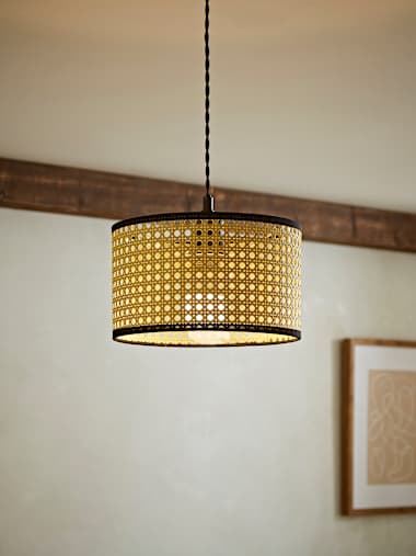Small Natural Rattan Drum Shade